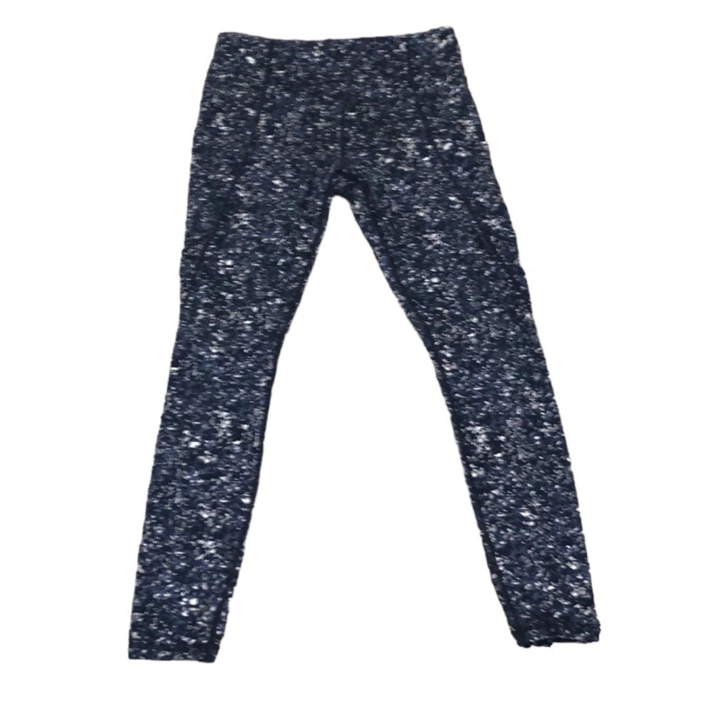 Athleta Stash Pocket Cropped Leggings Size Small Navy Blue Sandstone Print